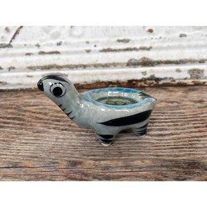 Vintage Mexican Pottery Small Bird Shaped Ashtray Signed AJ